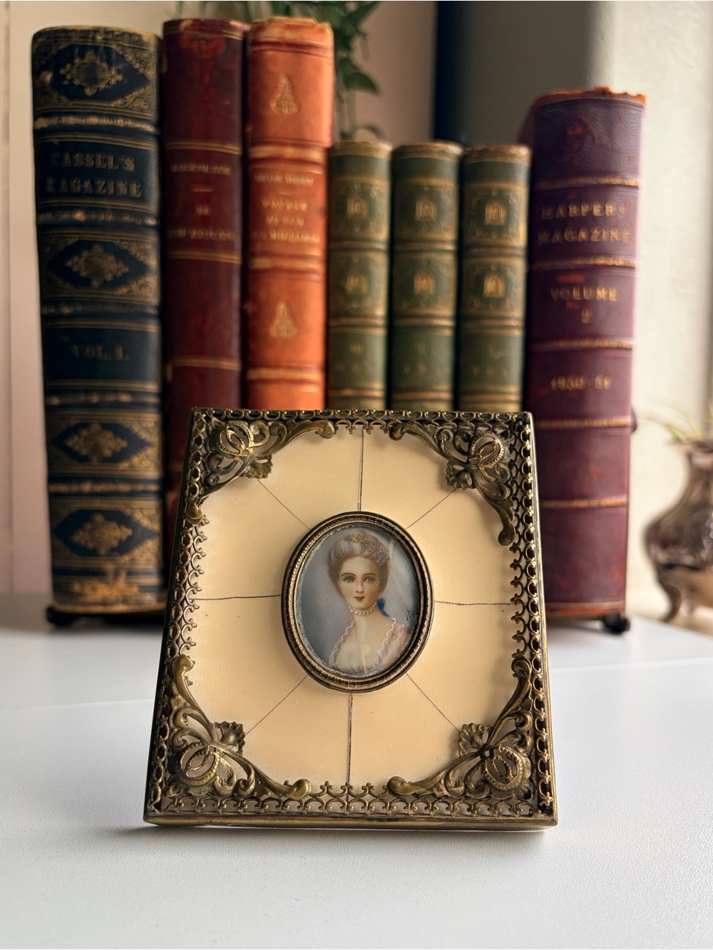 Vintage Decorative Miniature Portrait with With Intricate Filigree